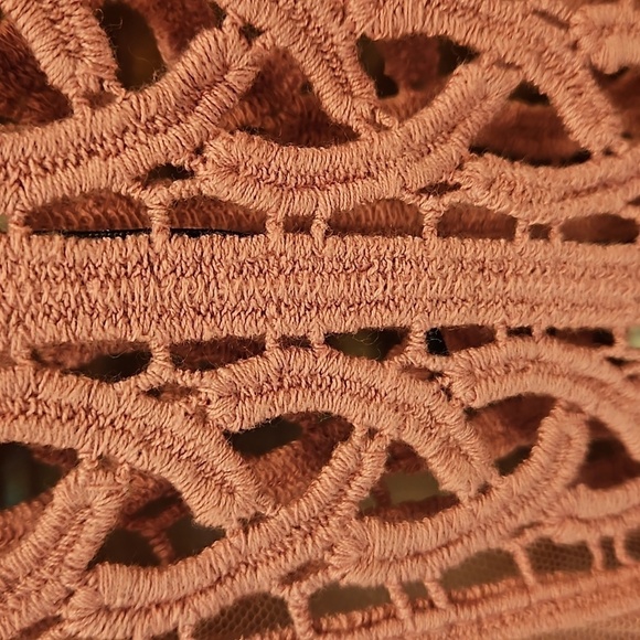 💕RACHEL ZOE💕 Scallop Trim Embroidered Lace CoverUp Dress ~ Dusty Rose OS NWT - Picture 7 of 10